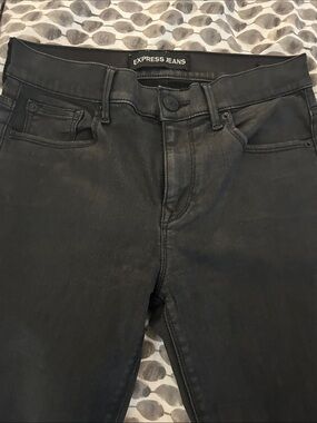Express Black Coated Skinny Jeans - Sleek Finish